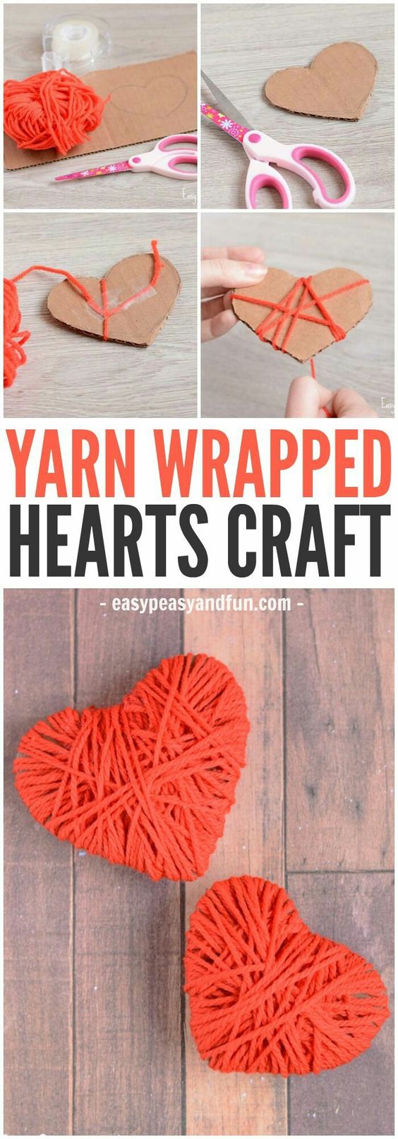 Yarn Wrapped Hearts