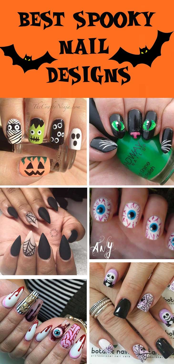 Charming Matte Black Halloween Nails Spider Photos