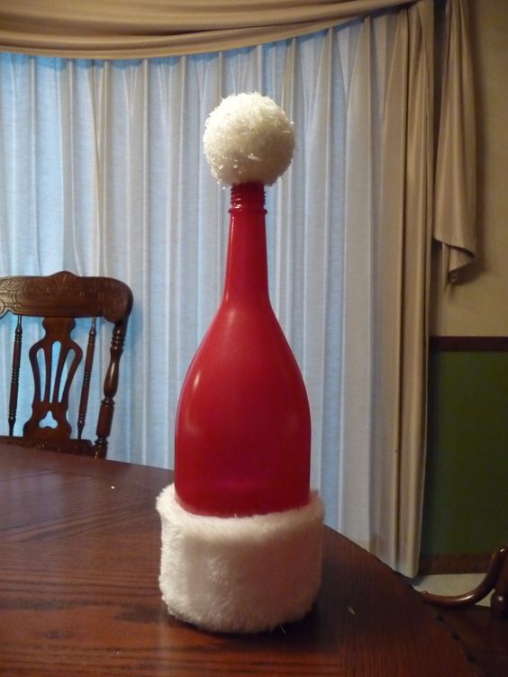 Wine Bottle Santa Hat