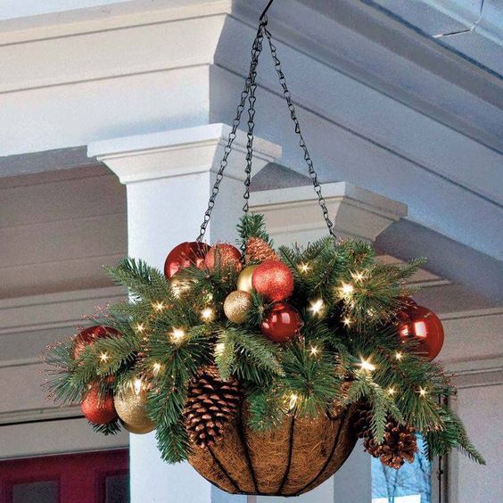 DIY Christmas Hanging Basket