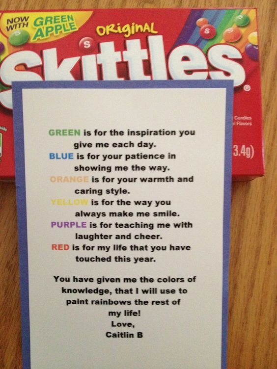 Poem for teacher using skittles #valentines