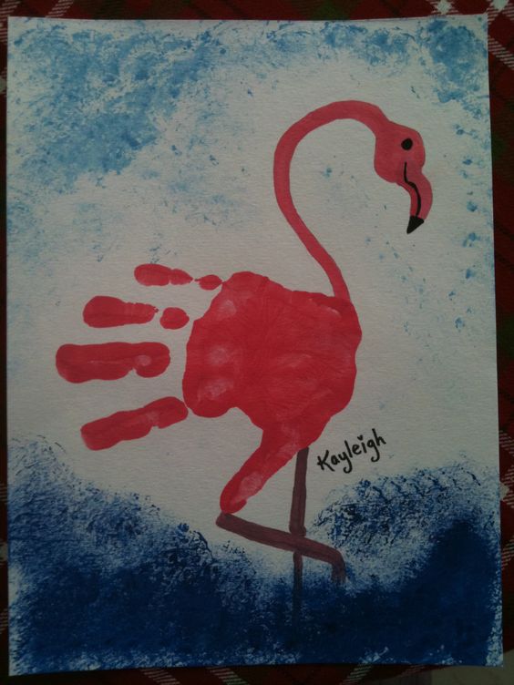 Hand Print Flamingo