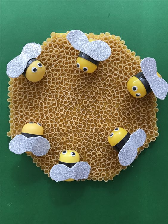 Kinder Egg Bees on pasta honeycomb