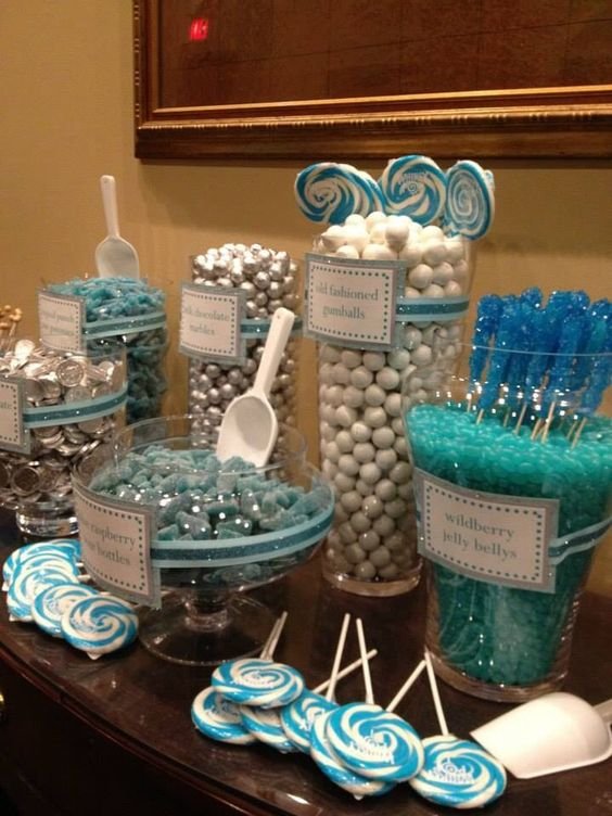 Aqua and Silver Candy Table