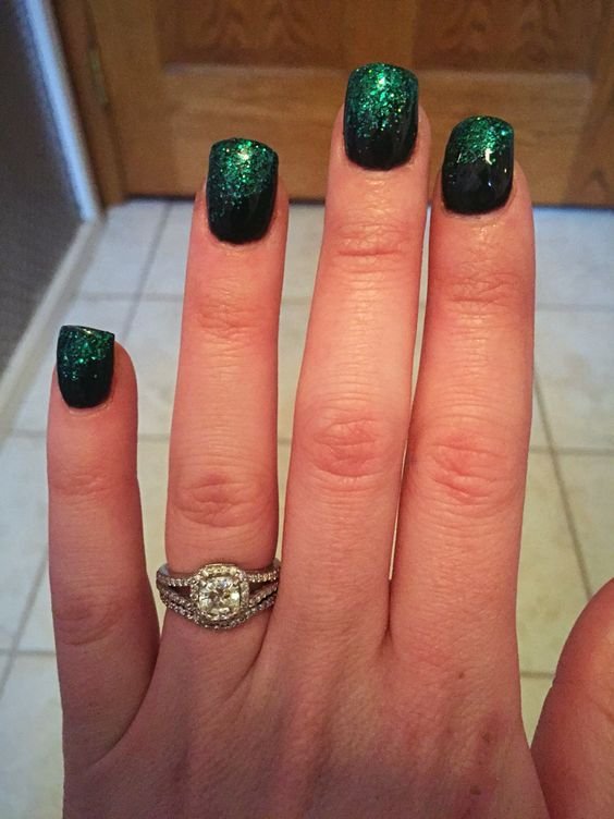 Black & Green Glitter