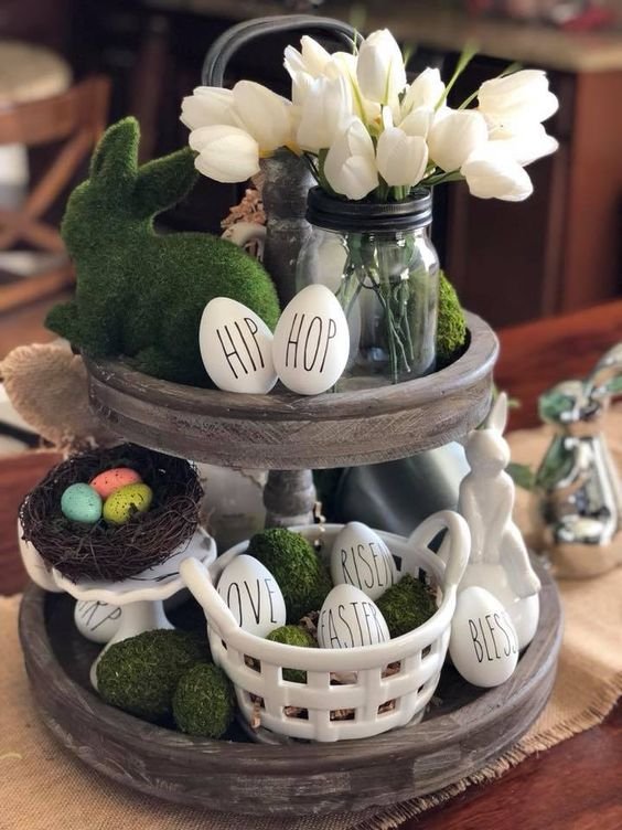 Tiered Tray Easter Decor DIY Sweetheart