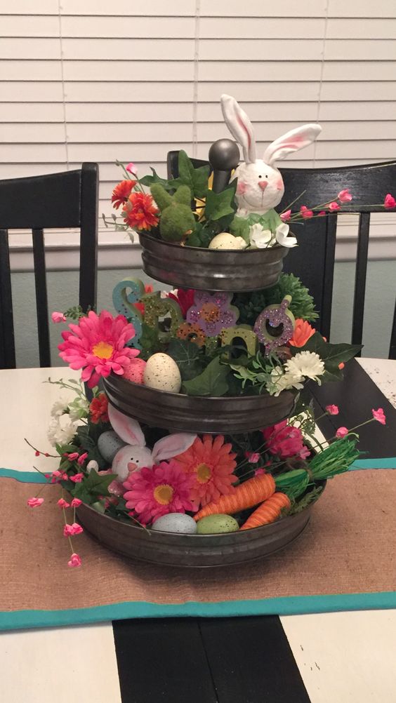 Spring decor tiered tray Easter decor
