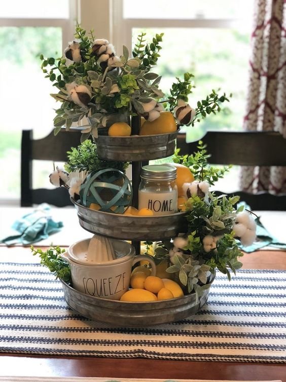 Spring decor tiered tray