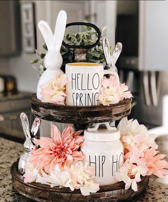 spring tiered centerpiece