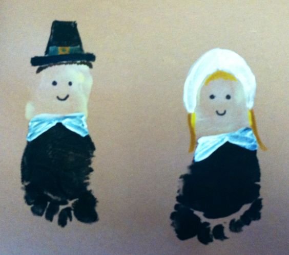 Thanksgiving Crafts for Kids to Make - Foot-Print Pilgrim Art