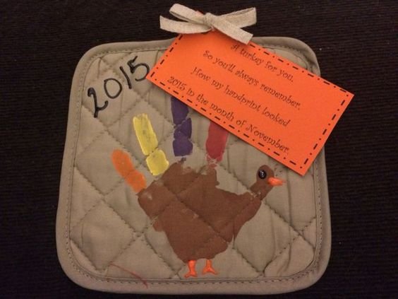 Thanksgiving Crafts for Kids to Make - Turkey Hand Print Pot Holder