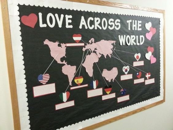 Love Across the World Bulletin Board #bulletinboards