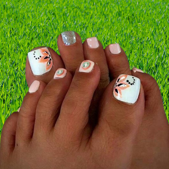 toe nail designs with flowers